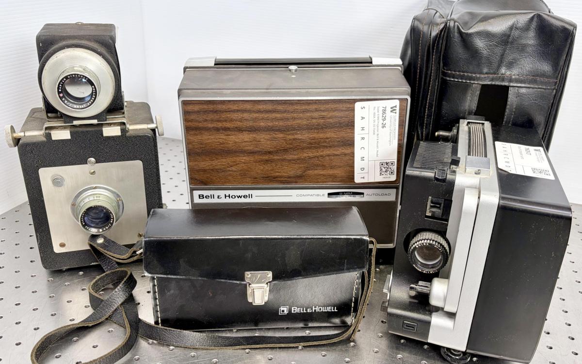 Vintage film cameras and projectors.