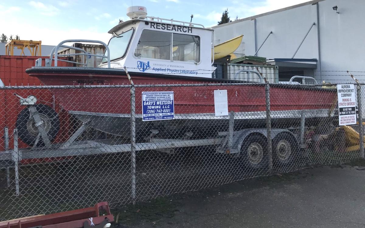 Red and white fire boat.