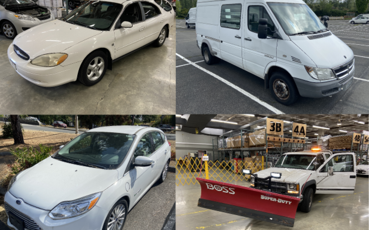 Four Vehicles shown, a station wagon, a van, a compact car, and a snowplow. Click the link below to see what is available. 