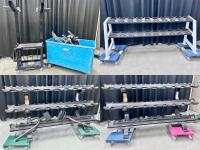 Stitched image of gym racks.