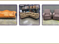 Chippendale sofa in apricot velvet, 3-piece sectional, two La-Z-Boy recliners in purple