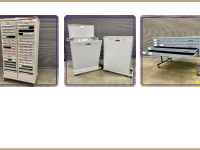 Metro starsys cart, duo of Easifile large print cabinets, rolling 5-drawer map cabinet