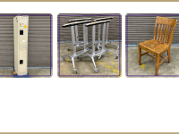 Lockers: $75.00  Foursome of Fellowes Aeramax Pro AM4 Flex mobile mounts: $20.00 each  Northwest Chair Co. wood chair: $15.00