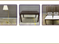 floor lamp, dining room table, dining room chairs