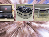 Height gauge - $10.00 Roasting/serving stainless steel pans - $10.00 - $20.00 each Virco Zuma student desks with purple cubbies - $15.00 each