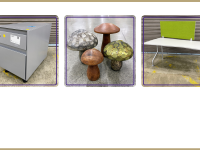 rolling pedestal, mushroom decor, desk with green panel