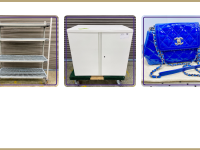 rolling storage rack, storage cabinet, blue purse