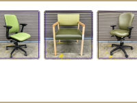 trio of green chairs