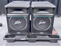 Peavey speakers on a pallet.