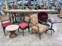 Several pieces of furniture on display.