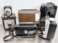 Vintage film cameras and projectors.