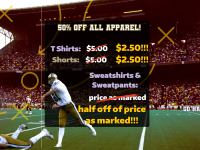 50% off all apparel in store! T-shirts and shorts are now $2.50 through Feb 3!